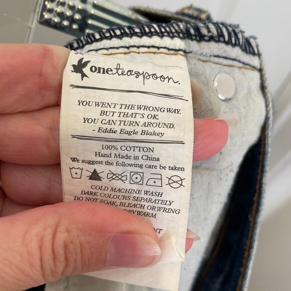 One Teaspoon Jeans Awesome Baggies Destroyed Medium Rise Tapered Roll Cuff 26 - Picture 5 of 7